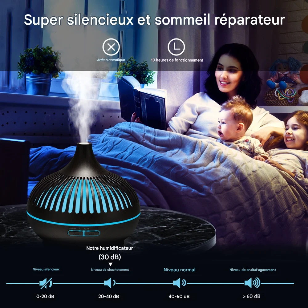 Diffuseur ultrasonique 500 ml télécommande LED 7 couleurs bien-être – Image 14