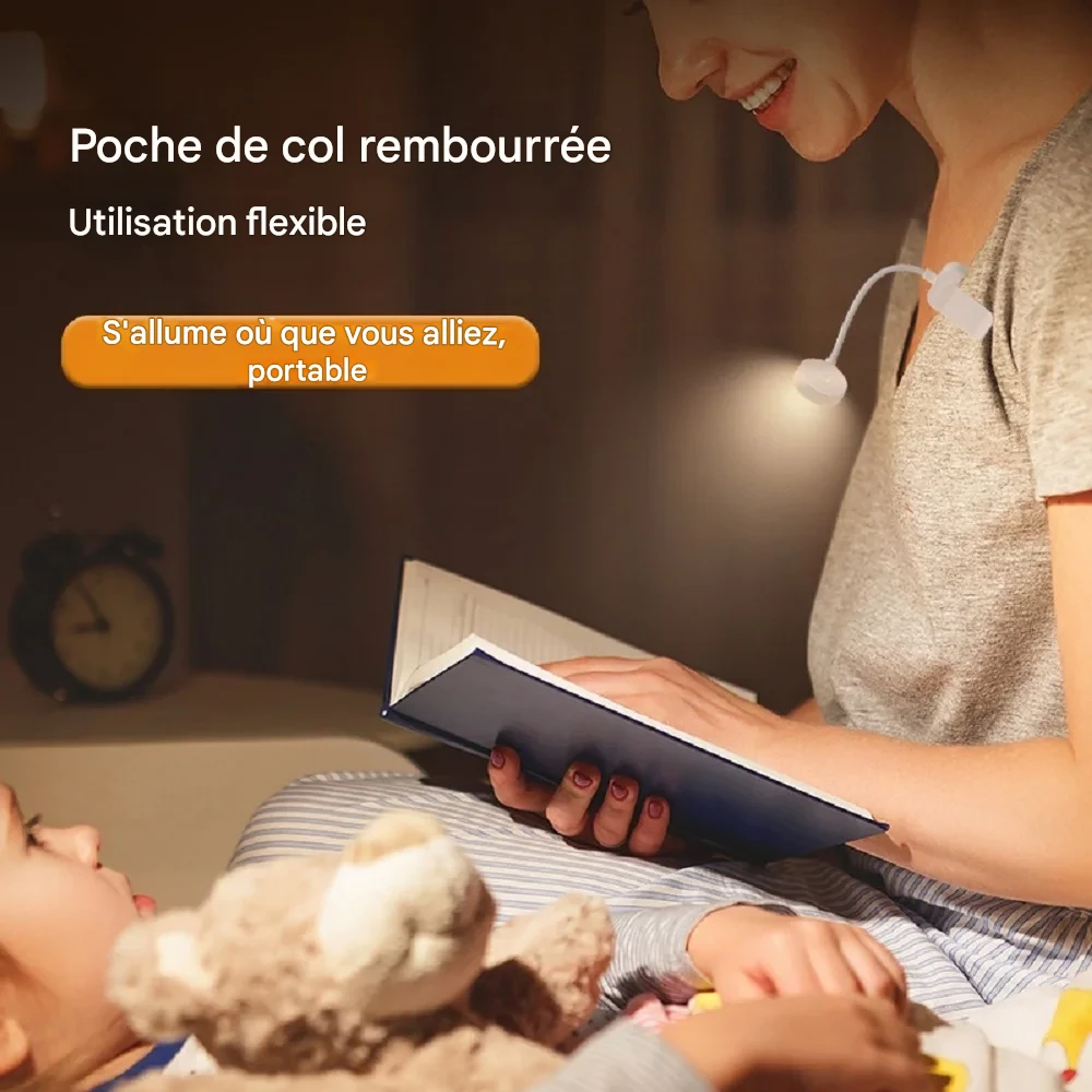 Lampe de lecture LED pliable USB à clip, lumière douce et ajustable – Image 5