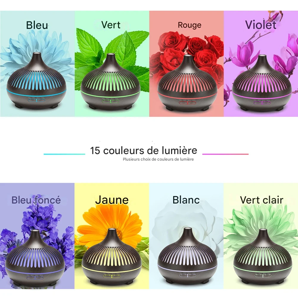 Diffuseur ultrasonique 500 ml télécommande LED 7 couleurs bien-être – Image 15