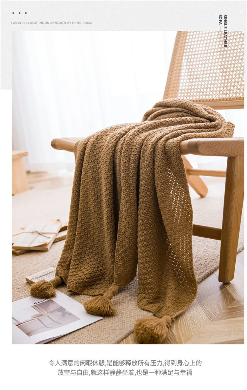 Plaid tricot épais gaufré avec franges – Confort chic multicolore – Image 14