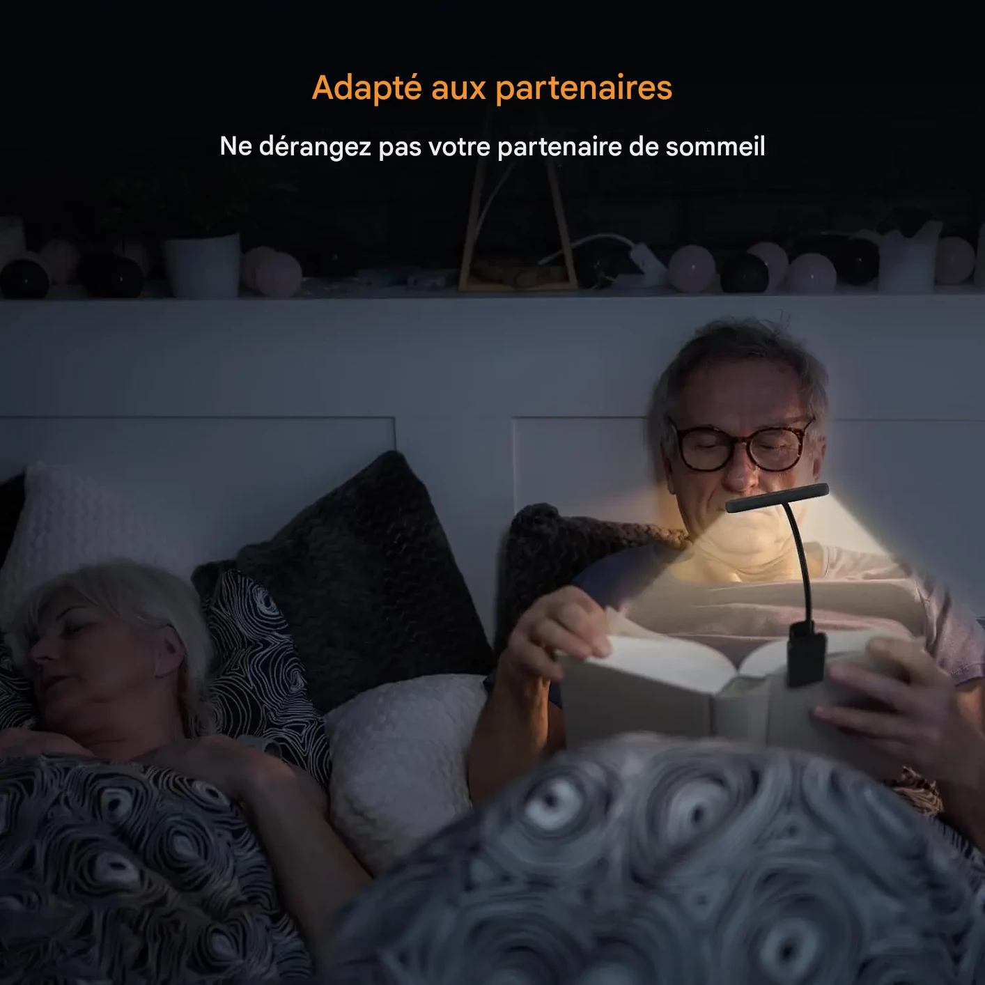 Lampe de lecture USB rechargeable 14 LEDs lumière ajustable portable – Image 7