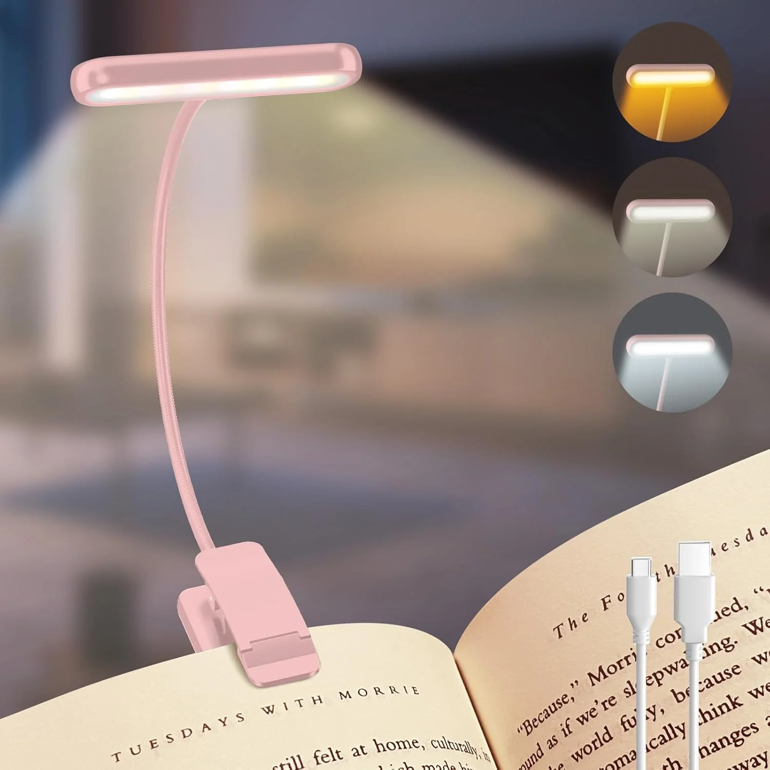 Lampe de lecture USB rechargeable 14 LEDs lumière ajustable portable – Image 4