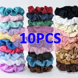 Lot 10 chouchous satin doux colorés anti-casse cheveux