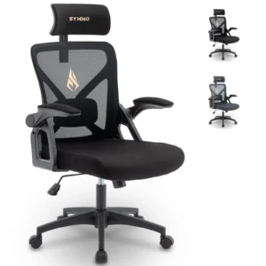 Symino Chaise de Bureau Ergonomique – Appui-tête réglable, accoudoirs, soutien lombaire et fonction bascule