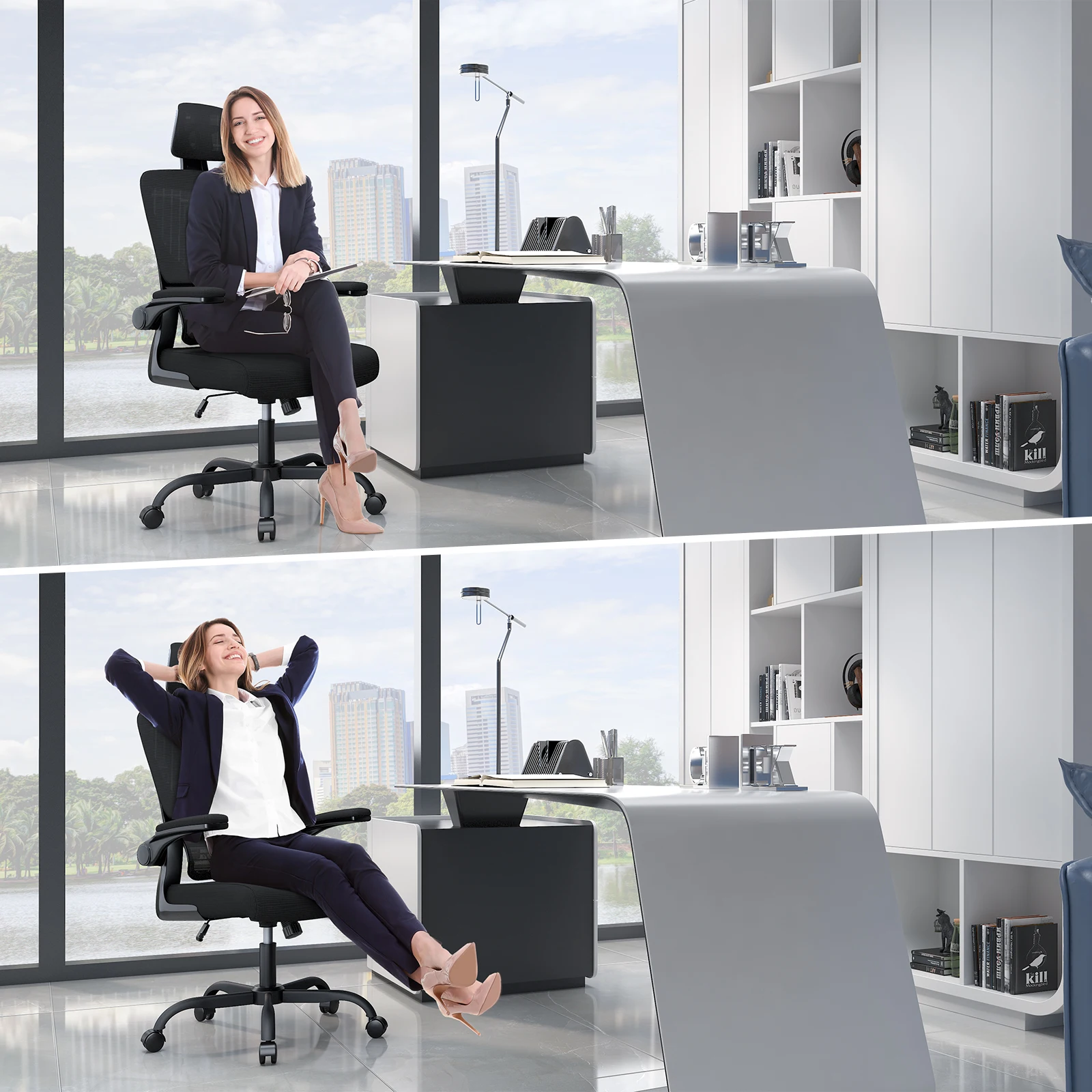Chaise de Bureau Ergonomique – Dossier Haut, Support Lombaire 3D et Accoudoirs Réglables – Image 2